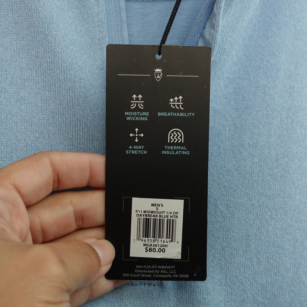 NWT Walter Hagen Mens Sweater 11 Midweight 1/4 Zip Pullover Daybreak Blue Size S - Picture 5 of 5